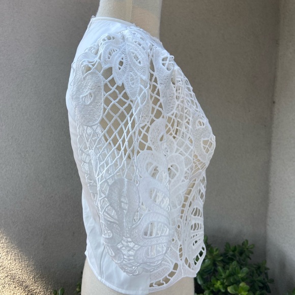 Peach Clothing NWT white front sheer lace top back zipper size Small - Picture 2 of 10